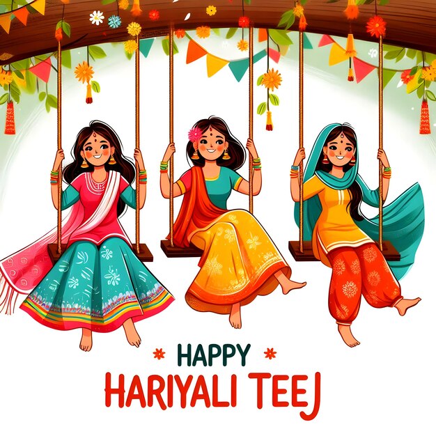 Photo a banners template of happy hariyali teej free