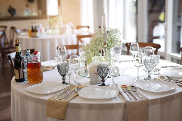 banquet decorated table in a restaurant