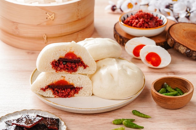 Baozi or Chinese Steamed Buns is a type of yeastleavened filled bun in various Chinese cuisines