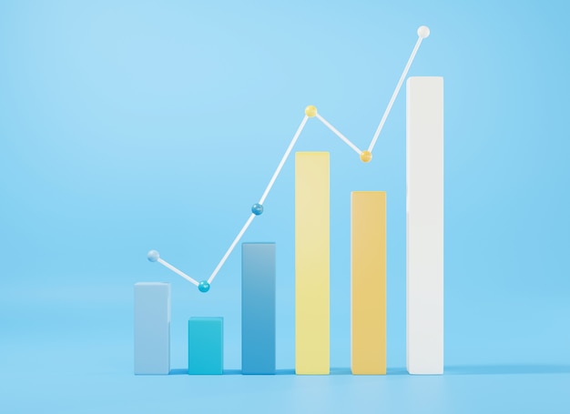 Bar chart graph growth diagram Infographics elements 3D rendering illustration