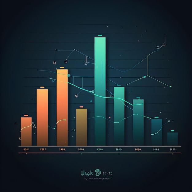 Bar chart increase in flat and glyph styles background