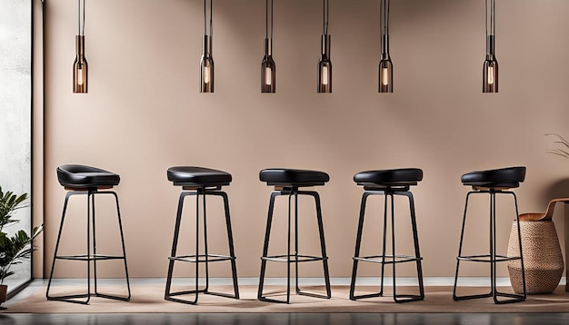 Photo bar stools with minimalist aesthetic