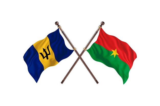 Barbados versus Burkina Faso Two Countries Flags Background