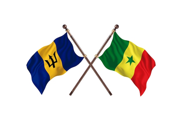 Barbados versus Senegal Two Countries Flags Background