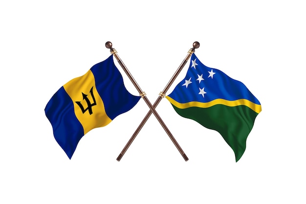 Barbados versus Solomon Islands Two Countries Flags Background