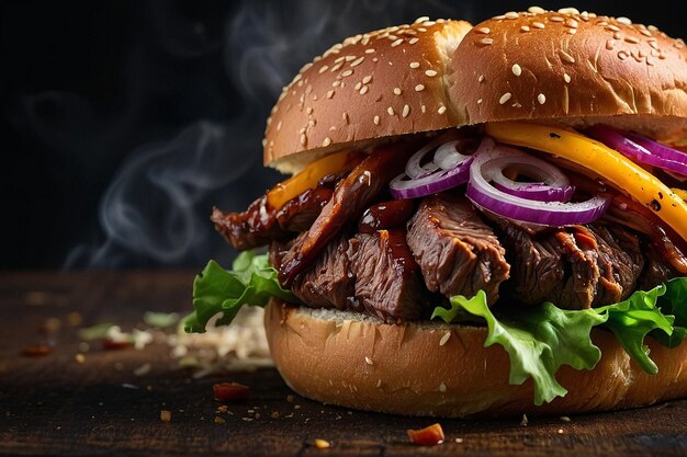 A barbecue beef brisket sandwich