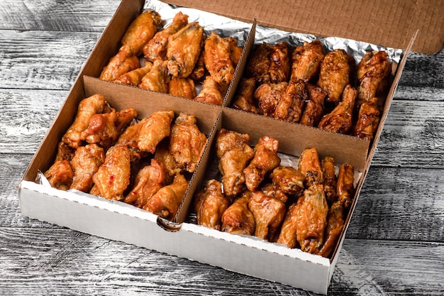 Barbecue chicken wings barbecue wings on a white background for takeaway