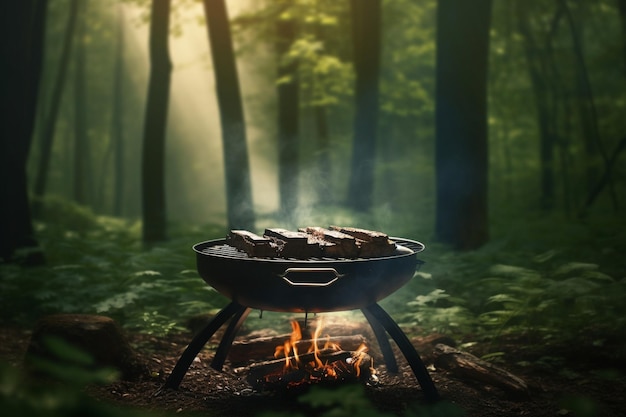 Barbecue in forest background