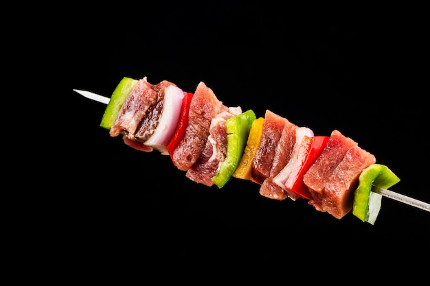 Barbecue Fresh Beef Kebabs with green peppers