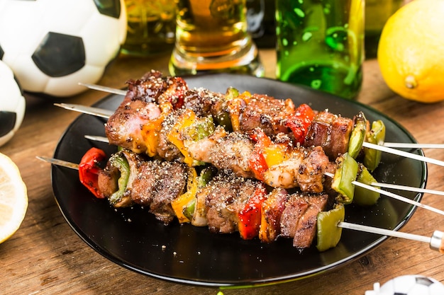 Barbecue Fresh Beef Kebabs with green peppers