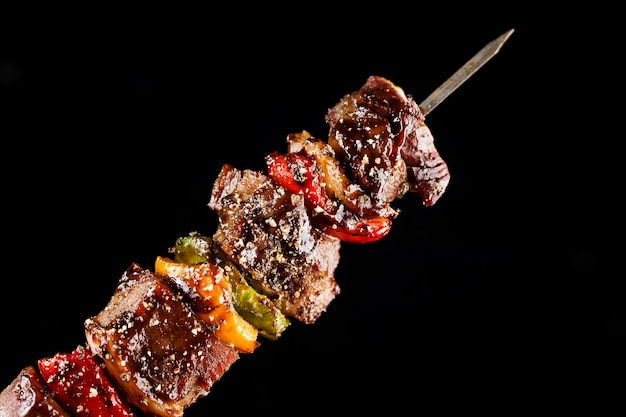 Barbecue Fresh Beef Kebabs with green peppers