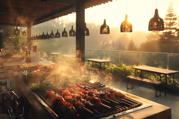 a barbecue grill with several bottles of alcohol and a bottle of wine