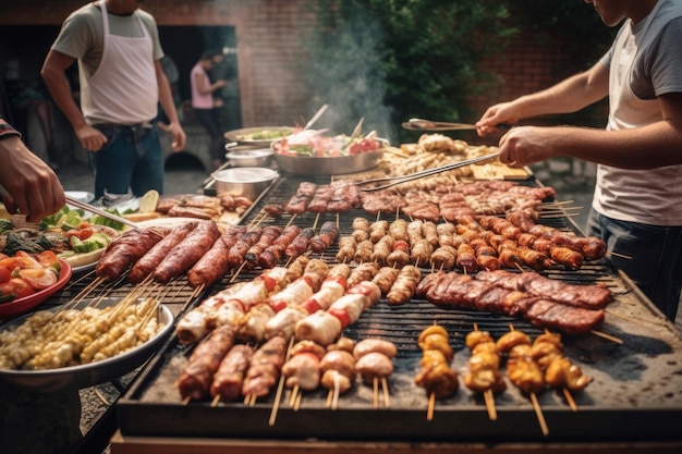 A barbecue outdoors in summer Created with generative AI technology