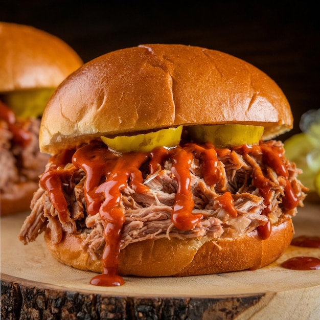 Barbecue pulled pork sandwich