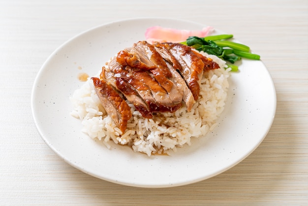 Barbecue roasted duck on rice