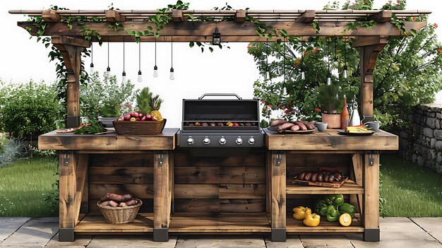 Barbecue table cut out mockup isolated minimalistic background essential outdoor cooking gatherings