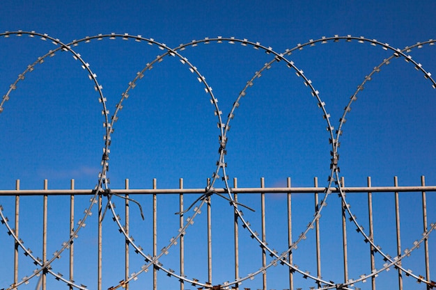 Barbed wire fence enclosing a closed area