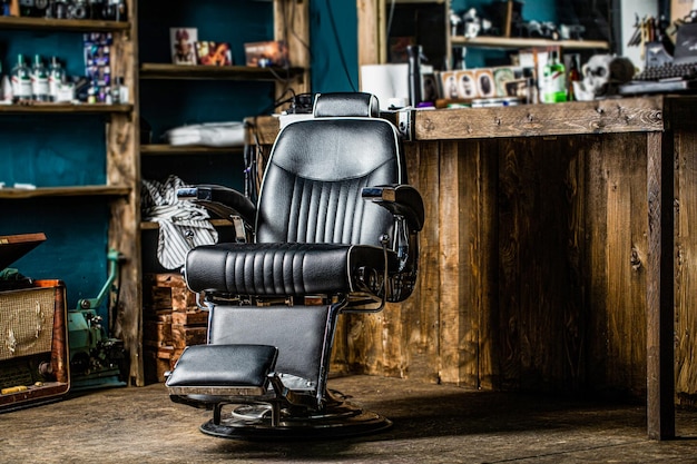 Barber shop chair Barbershop armchair modern hairdresser and hair salon barber shop for men Stylish vintage barber chair Barbershop theme Professional hairstylist in barbershop interior