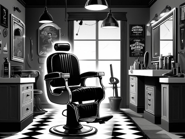 Photo barber shop emblems ai generated