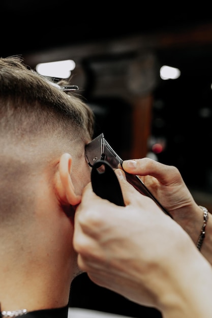 Barber shop tools equipment intruments and work process with hair and beard