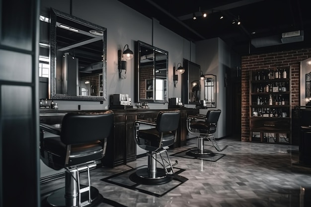 barbershop barber shop interior for haircuts hairdresser's workplace Generative AI