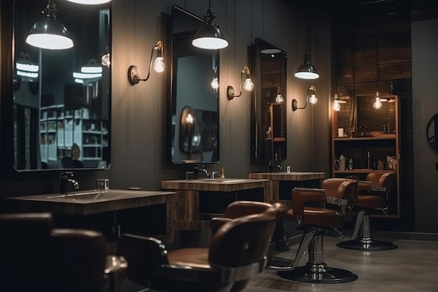 barbershop barber shop interior for haircuts hairdresser's workplace Generative AI