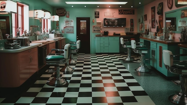 Barbershop with retro interior AI generated