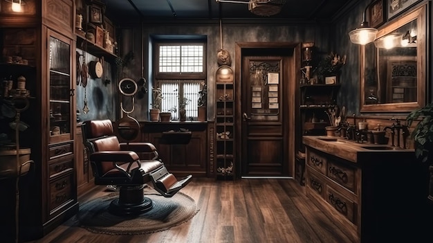 Barbershop with retro interior AI generated