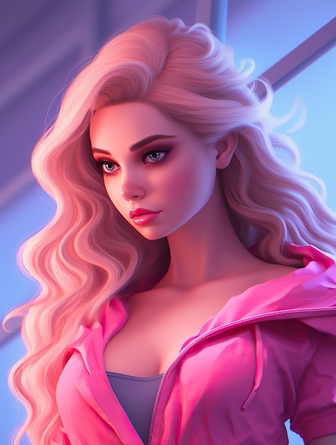 Barbie 3d in the style of illustration octane render closeup high quality photo cartoonish