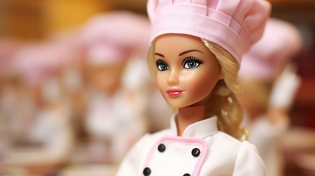 Barbie in chef style in pink style