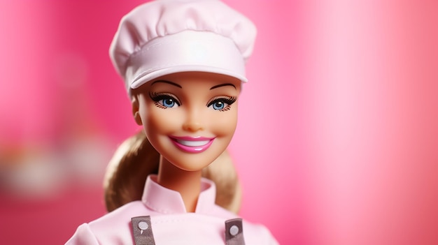 Barbie in chef style in pink style