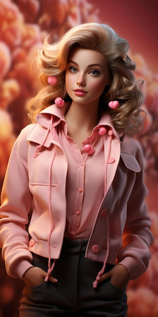 Barbie doll cute blond girl outfit pink wallpaper