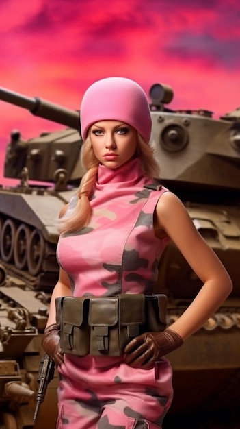 Barbie doll is dressed in a military uniform