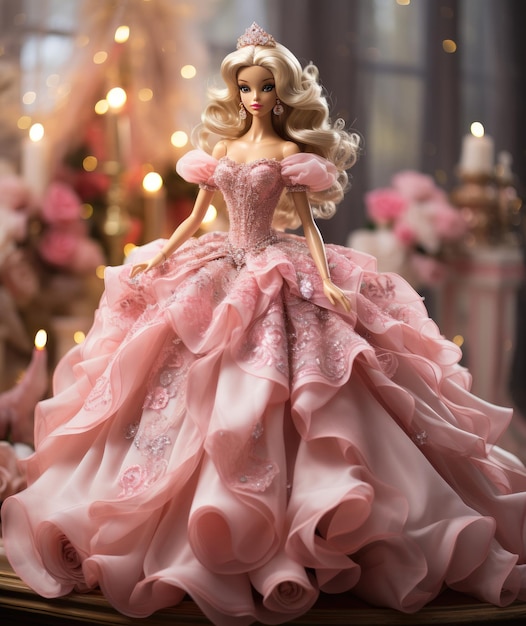 Barbie doll in a pink dress Barbie world