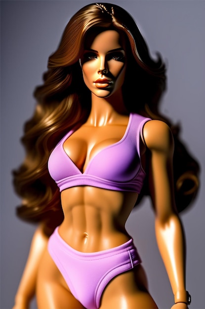 A barbie model with a pink top and shorts