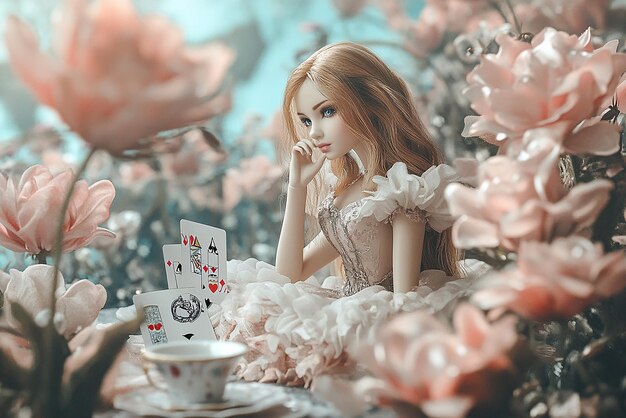 Photo barbie in wonderland a whimsical alice in wonderlandinspired scene