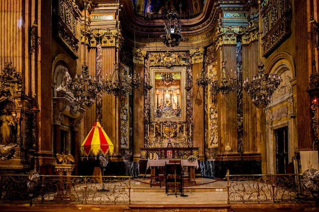 Barcelona, Catalonia, Spain, September 22, 2019. Awesome interior of Barcelona Cathedral.