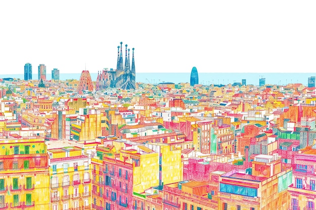 Barcelona landscape sketch