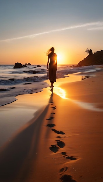 Photo barefoot walk on a peaceful sandy beach