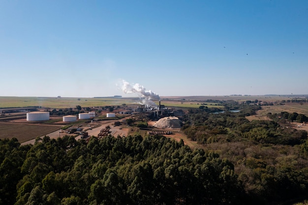 Bariri SP Brazil July 30 2022 Aerial view of the Della Coletta Bioenergia sugar and alcohol industry