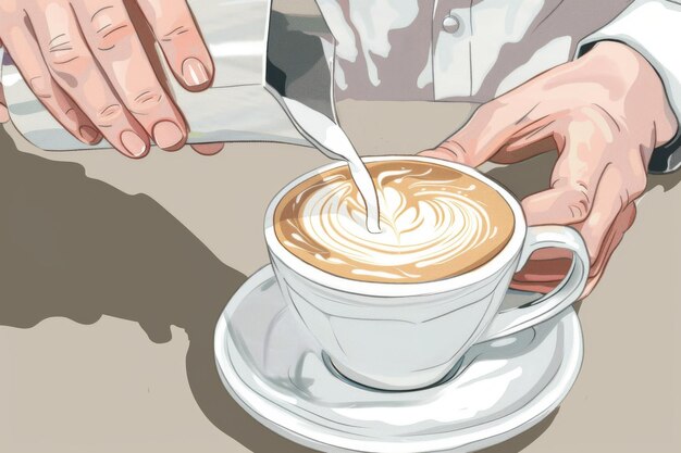 Photo barista crafting perfect cappuccino with skill