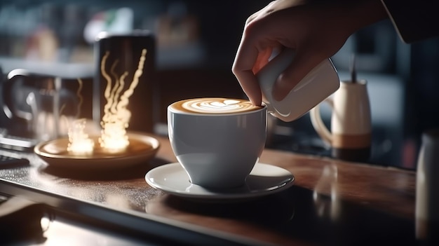 Barista makes coffee in a coffeeshop Generative Ai