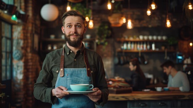 Photo the barista with coffee