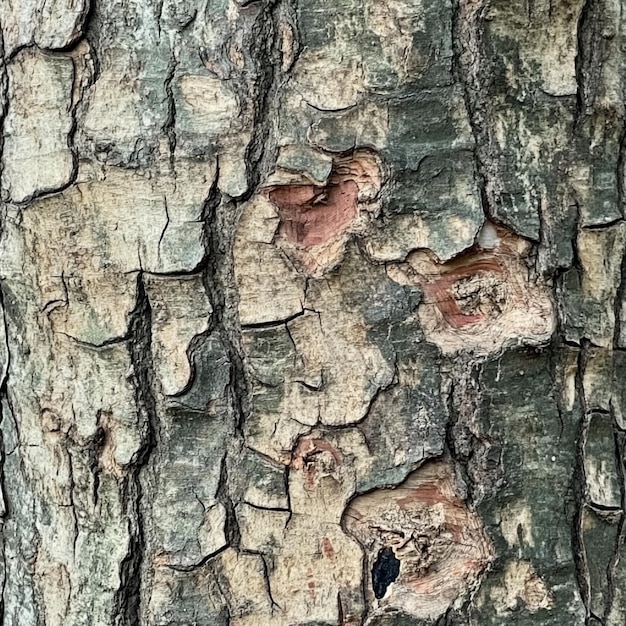 Bark marked with traces of wildlife