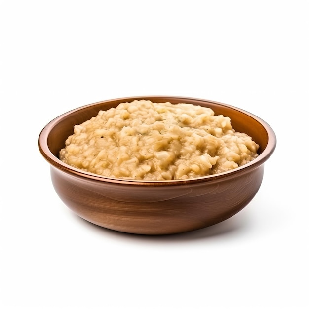 Barley Porridge cooked side view isolated on white background