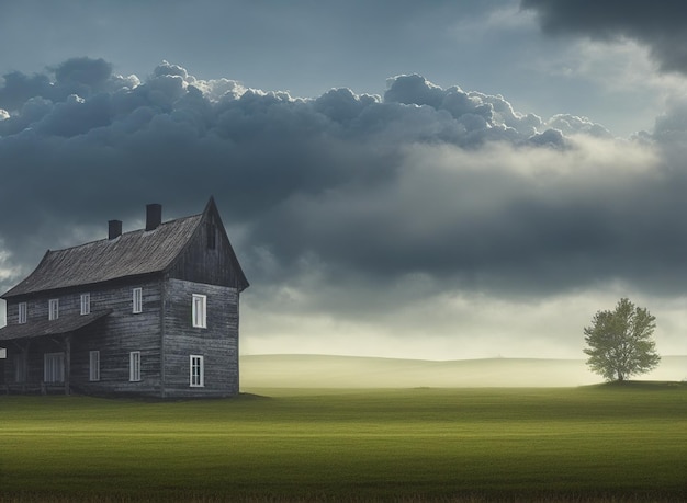 Barn in the field dark