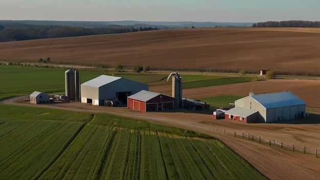 a barn that has a red barn on it