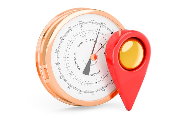 Barometer with map pointer 3D rendering