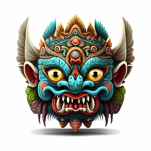 Barong head mask illustration design,traditional art