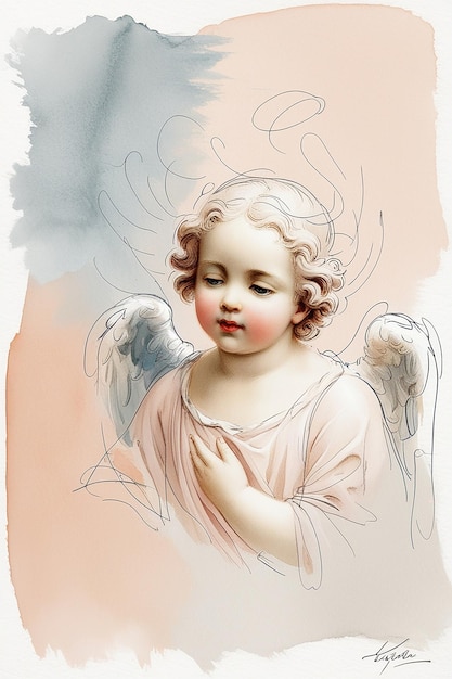 baroque angel digital art Vintage